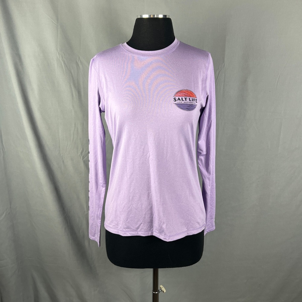 Salt Life Performance Shirt Women Small Purple Graphic Print Summer Stone Island